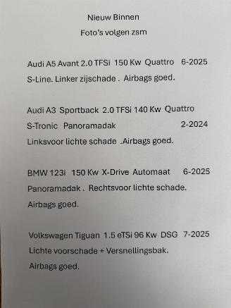 Vaurioauto  passenger cars Audi A5 Avant 2.0 TFSi Quattro 2025/6