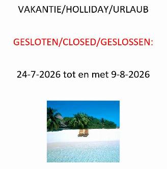 Schadeauto Bentley  VAKANTIE/HOLLIDAY/URLAUB  GESLOTEN/CLOSED/GESLOSSEN:  24-7-2026 tot en met 9-8-2026 2026/7